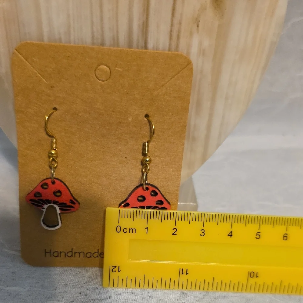 Handmade Red Mushroom Earrings for Kids